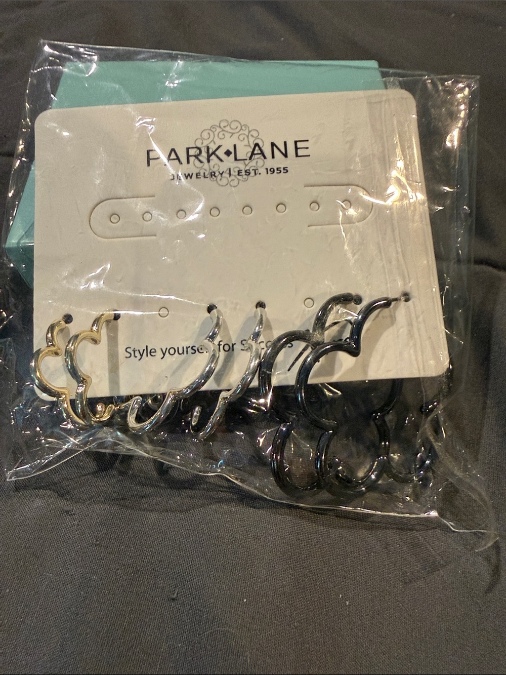 Park Lane Heart Hoop Earring Set in Gold and Gunmetal